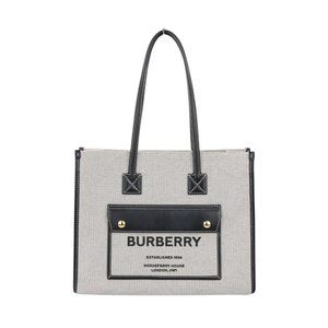 BURBERRY SM FREYA TOTE Canvas Tote Bag 8044137 Gray Women's